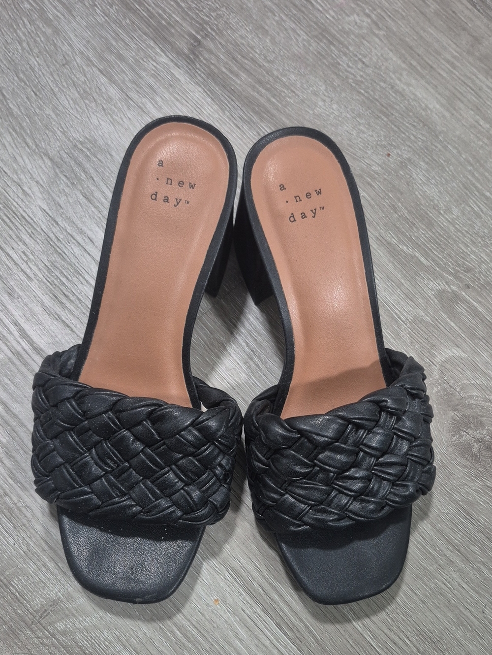 A New Day Black Woven Block Heel Mule Sandals – Women's
